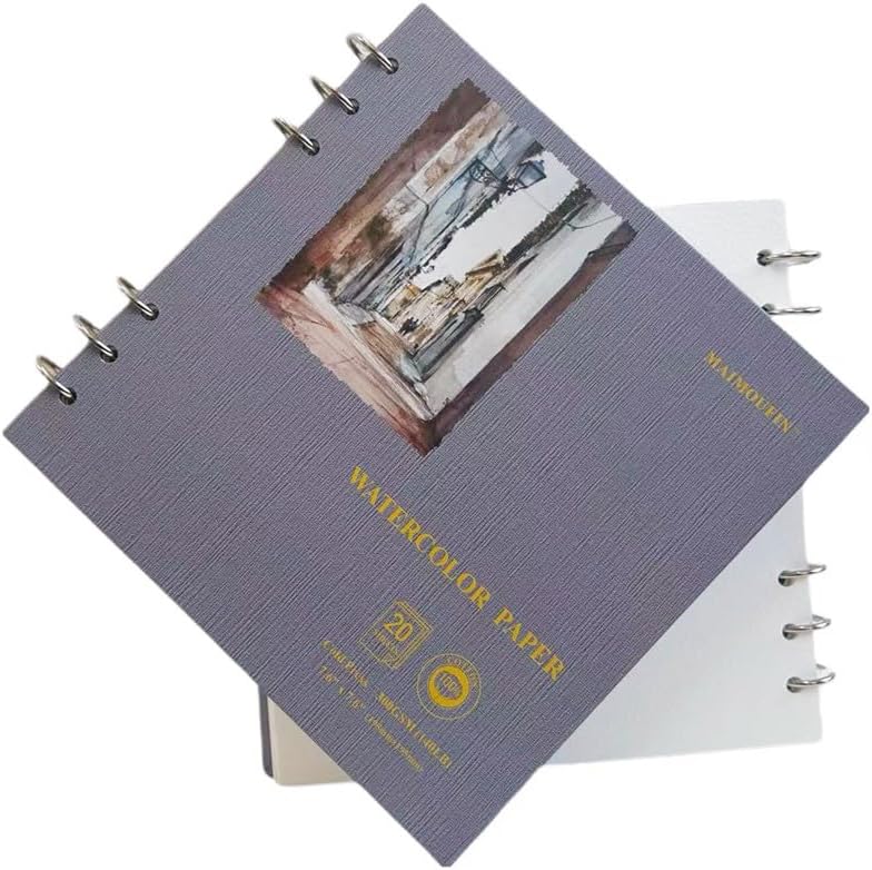 MAIMOUFIN Watercolor Journal,100% Cotton Watercolor Paper, 7.6" x 7.6",20 Sheets（140LB/300GSM） Cold Press, Hardcover Loose-Leaf Thick Watercolor Sketchbook for Artists, Art Lovers (Cold Press)