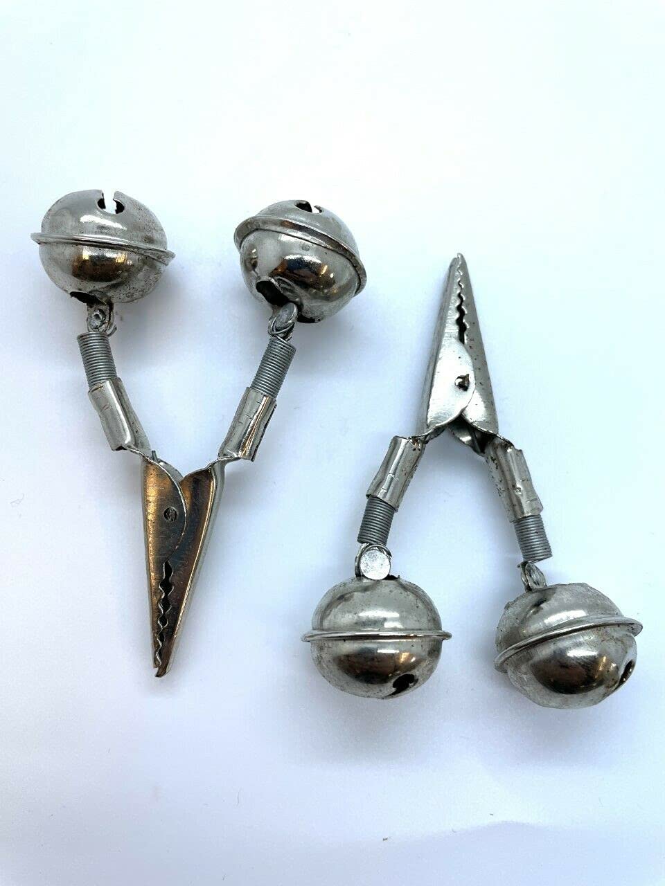 2x metal fishing rod bells, rings, bite alarm clips, large, 7cm
