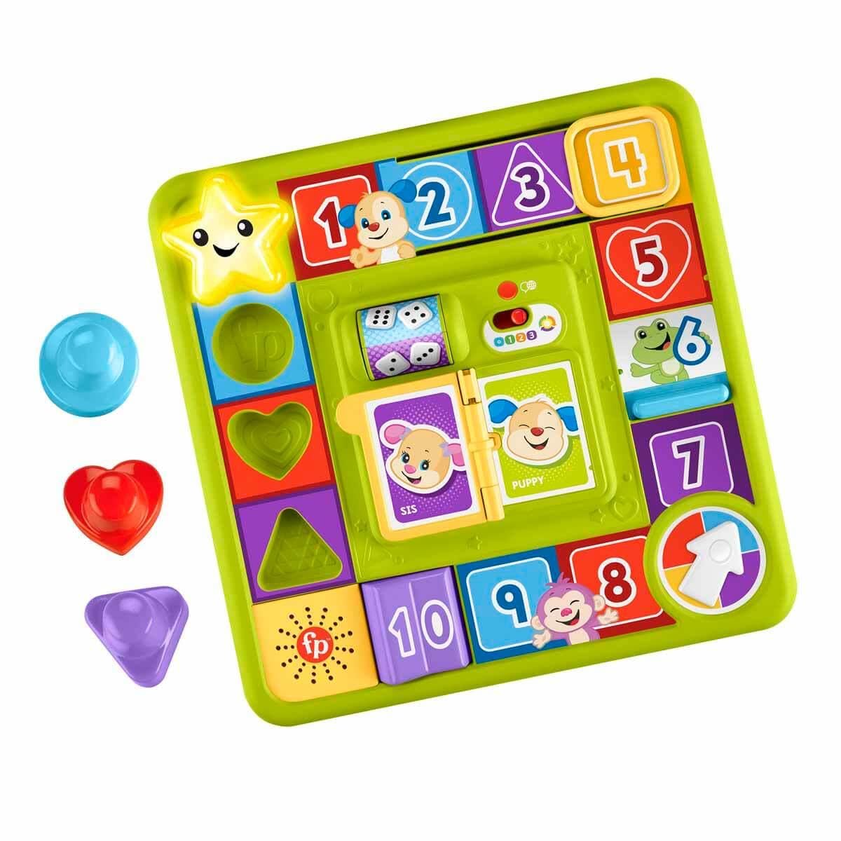 Fisher-Price Hündchen Spielstation Fisher-Price Musikwiedergabe Brettspiel Babyspielzeug, Spaß und Lernen Hündchen Spielstation, mehrsprachige Version HRB70
