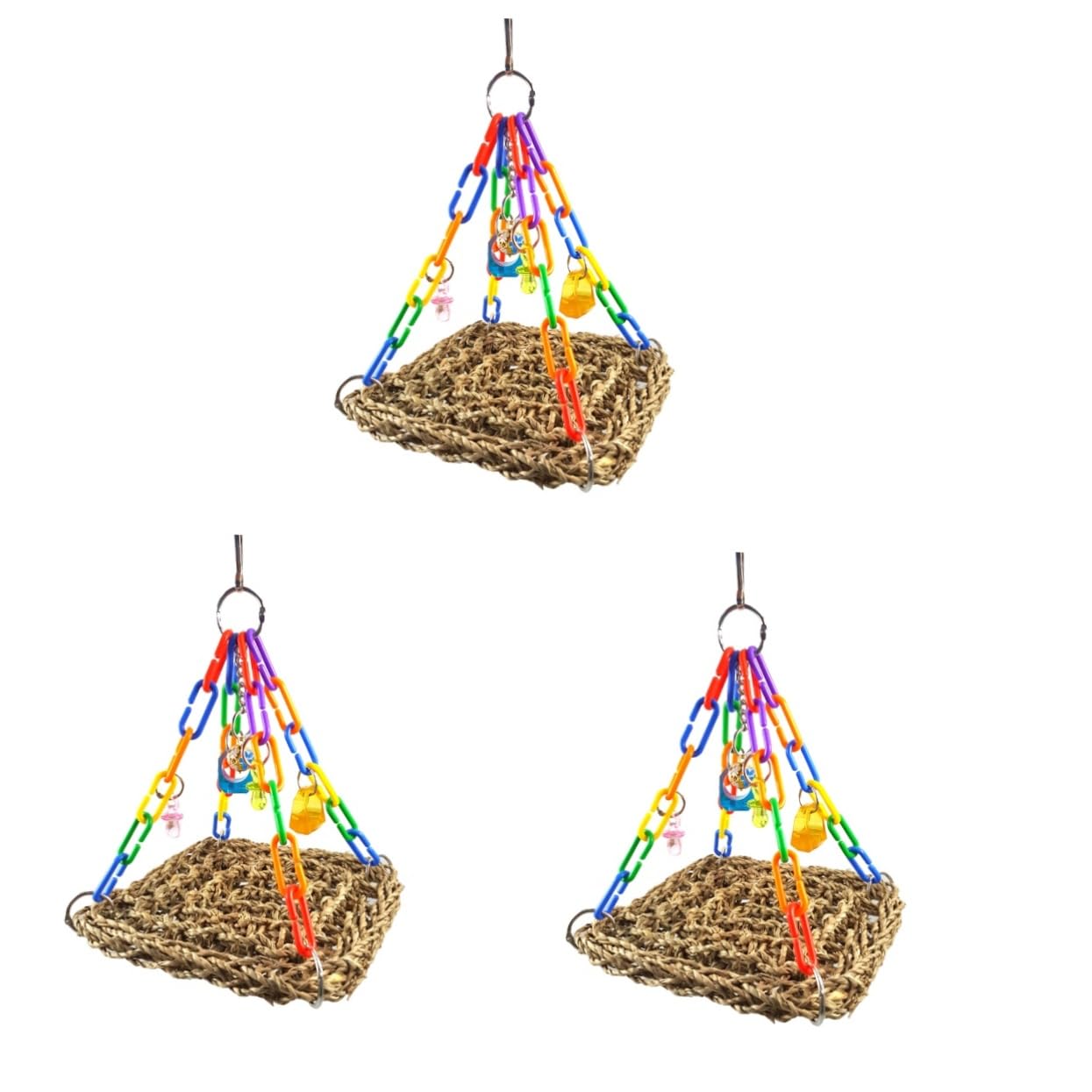 Angoily 3pièces Hamac à Oiseaux pour Perroquets Jouet à Mordre Et Plateforme Suspendue pour Petits Oiseaux pour Perruches Et Calopsittes