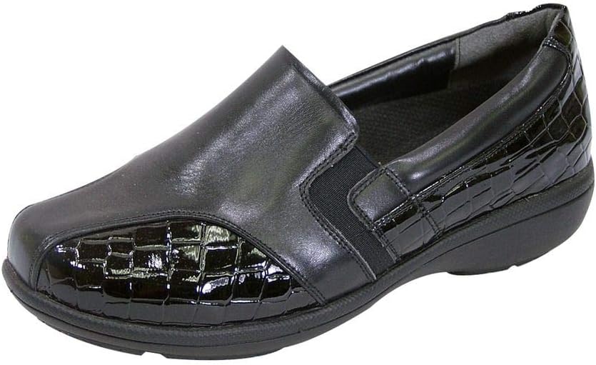 Peerage Agatha (LC9011) Women Wide Width Comfort Leather Loafers Black 9