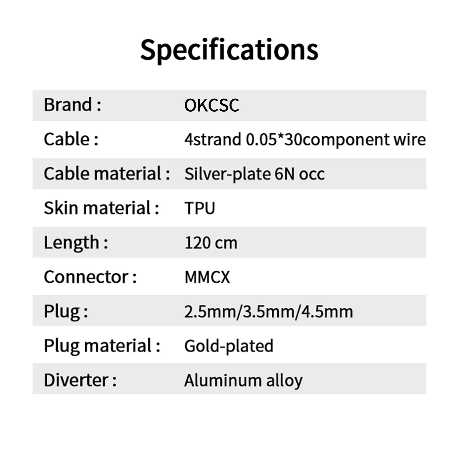 MMCX - Cable de repuesto para auriculares Shure SE846 / 535/215 /425 Sony XBA-A3 /A2/H2 /H3 /300AP N1AP / N3AP / Z5/ M7 /M9 /Z1R JVC FX850/ Logitech UE900 900S