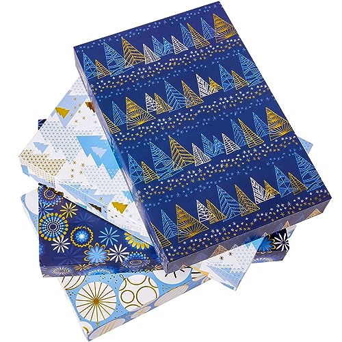 Image of SUNCOLOR 12 Pack 14 inch Blue Large Christmas Gift Boxes With Lids For Clothes Presents
