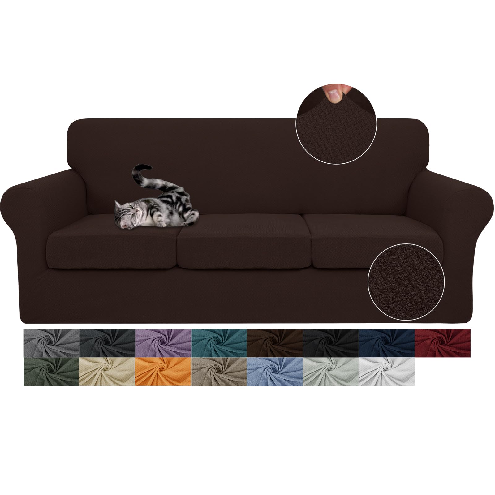 JIVINER 4 Pieces Oversized Sofa Slipcovers Stretch Sofa Covers with 3 Extra Large Seat Cushion Covers Thick Fitted Couch Covers for 3 Cushion Couch