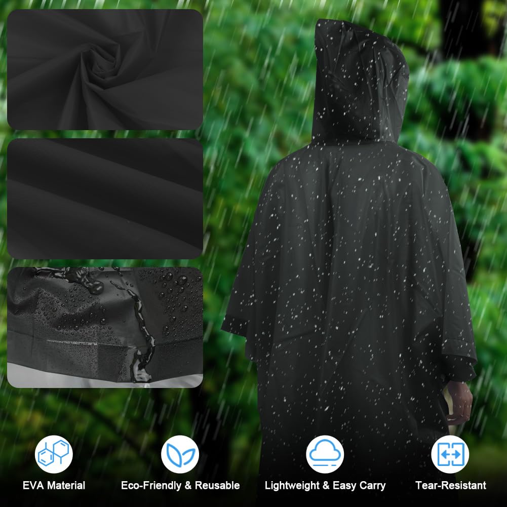 flintronic Chubasqueros Impermeable, Poncho de Lluvia Impermeable, Paquete Poncho de Lluvia Reutilizable con Capucha, Ligero y Impermeable Poncho, para Viajes y Exteriores, para Hombre Mujer