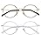 Cyxus Round Blue Light Glasses for Women and Men 2 Pack, Computer Gaming Eyeglasses for Relieve Eye Strain, Gold Silver Metal Frame
