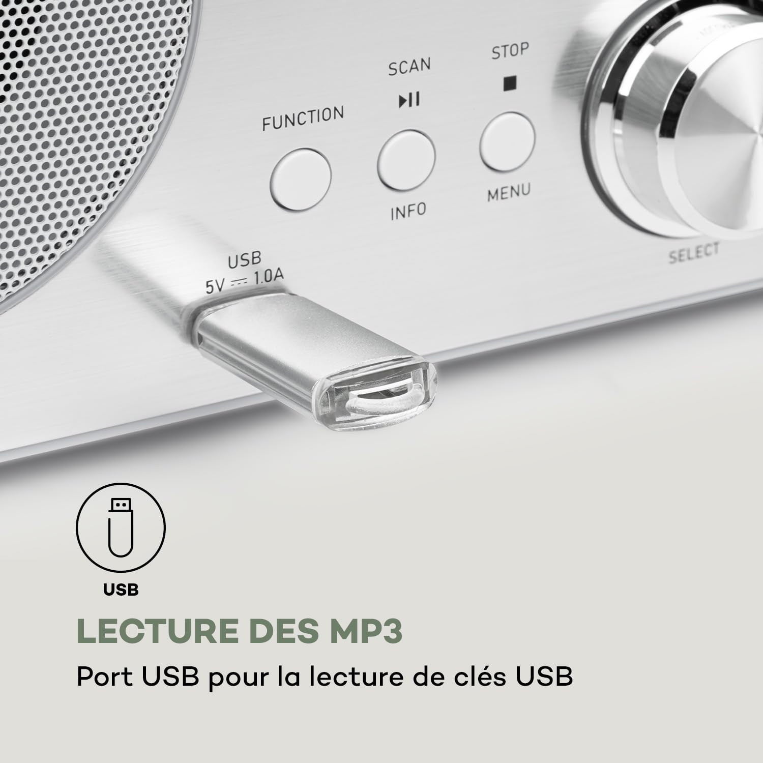 Auna Radio Portable CD, Chaine HiFi, Poste Radio Numérique Dab/Dab+/FM et Streaming, Radio Portables Stéréo LED, Écran TFT, Radio FM, MP3, AUX, Alarme de Réveil, Fixation au Mur, Alimentée au Secteur