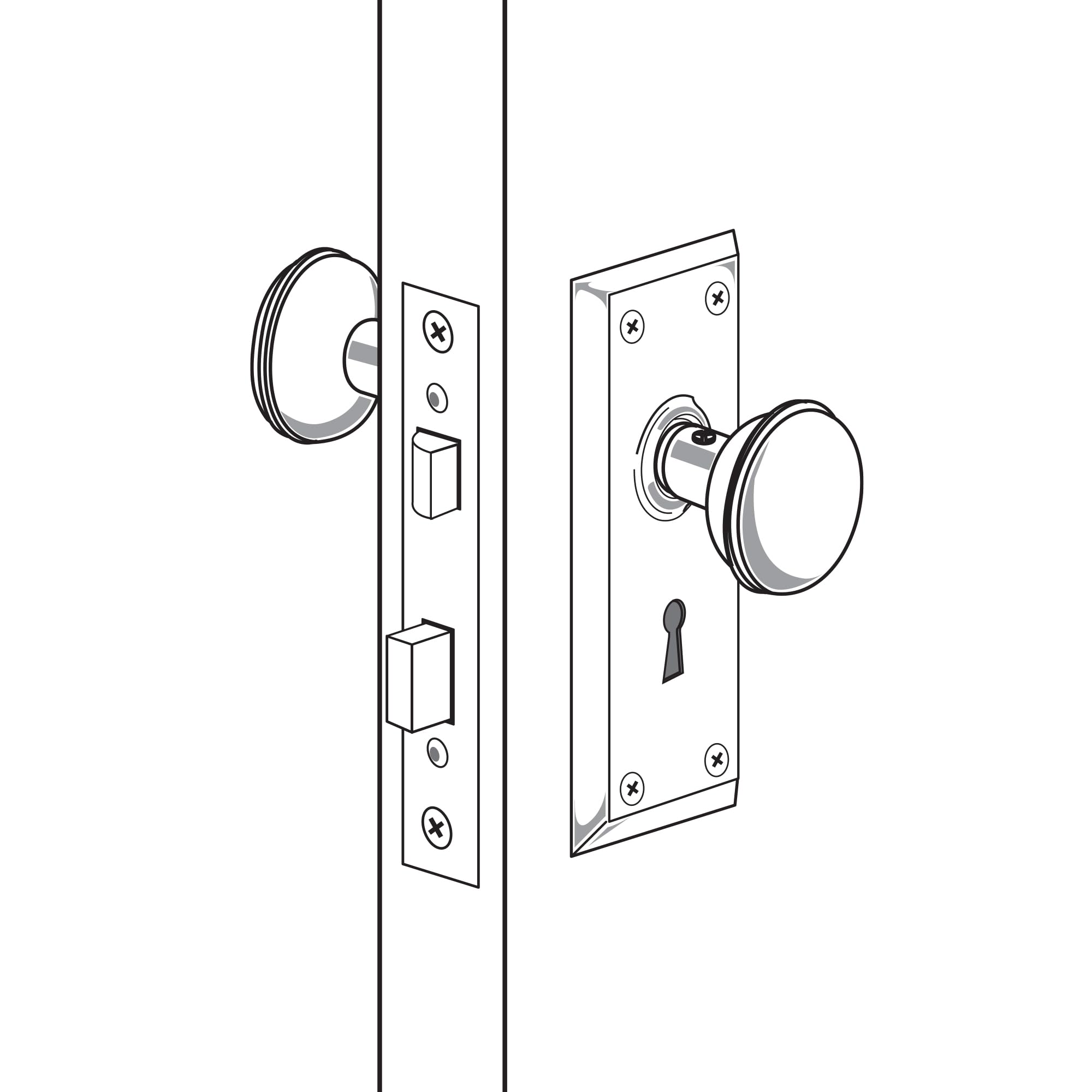 Prime-Line Products E 2498 estilo Vintage pomos para puerta w/acabado de níquel satinado, 2 – 1/4 en. Diámetro exterior, acero