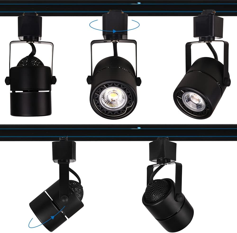 EAGLOD 10W H Track Light Heads,CRI90+ Adjustable LED Track Light Fixtures for Accent Retail Artwork, Linear Track Light H Type -3000K Warm White 120V 24° Angle Halo Type- 12 Pack (Black)