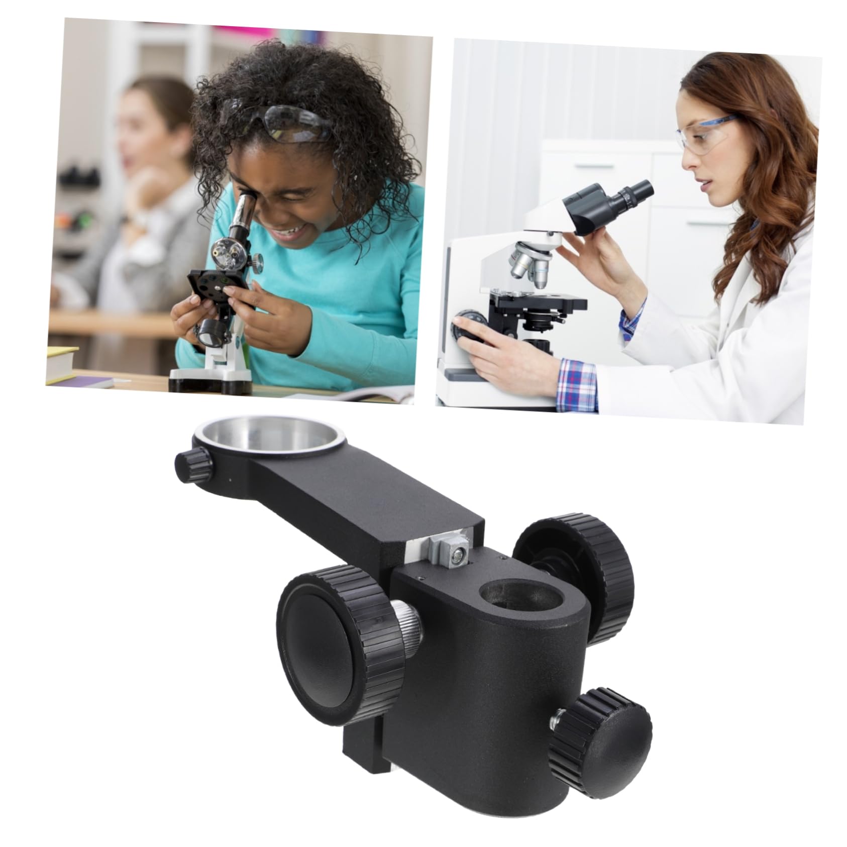 Homoyoyo Soporte de Enfoque de Microscopio 50 Mm para Cámaras Industriales, Plástico Resistente, Perilla de Ajuste Grande, Uso Educativo y Laboratorio, Color Negro