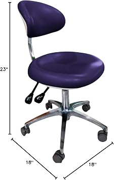Martelli Ergonomic Adjustable Pneumatic Air Lift Chair - 360 Swivel with Lumbar Support & Contoured Seat & Backrest - Smooth Wheels - for Home Office, Sewing, Medical, Dentist, Esthetician (Purple)