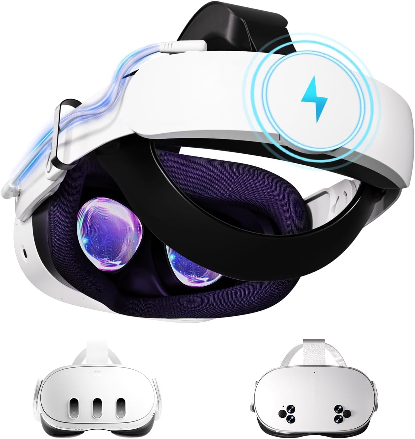 Battery Head Strap Compatible with Meta Quest 3 & 3S 10000mAh - Battery Pack Soft Elite Strap for Balance Weight - Extend Playtime, Enhance Immersion, Fast Charge Battery Strap Accessories