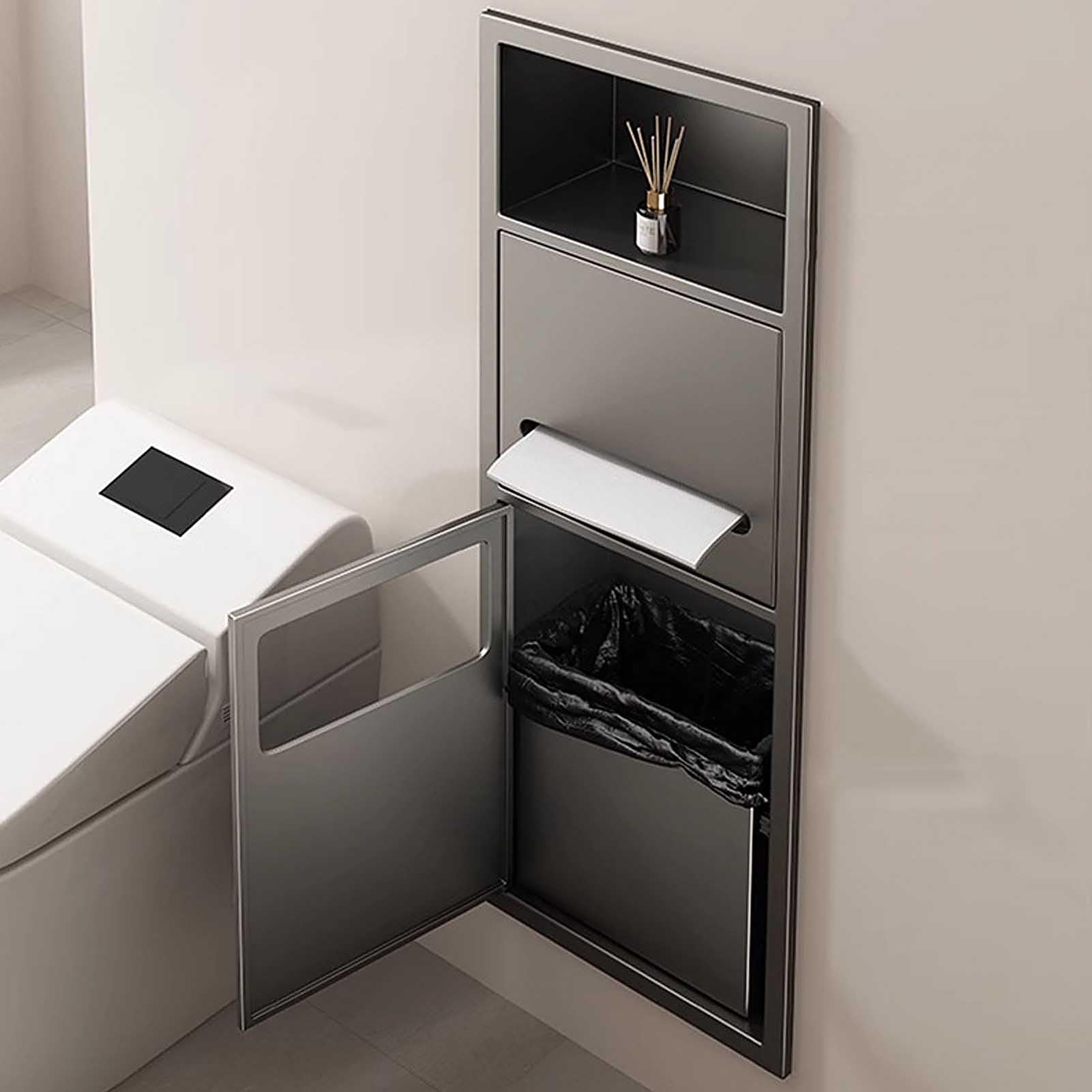 Niche de douche en acier inoxydable 304 noir design épuré