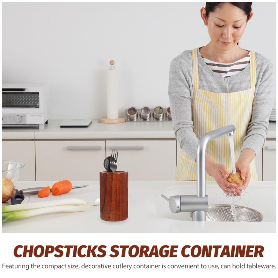 MAGICLULU 2pièces Porte-ustensiles Bois Organisateur de Couverts Pot à Ustensiles pour Baguettes et Fourchettes Accessoire de Cuisine Pratique