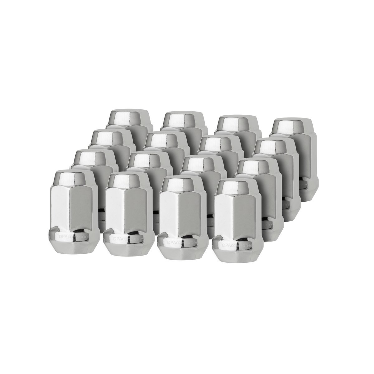 DPAccessories 16 Chrome 12x1.5 Closed End Bulge Acorn Lug Nuts - Cone Seat - 19mm Hex LCB3B6HC-CH04016