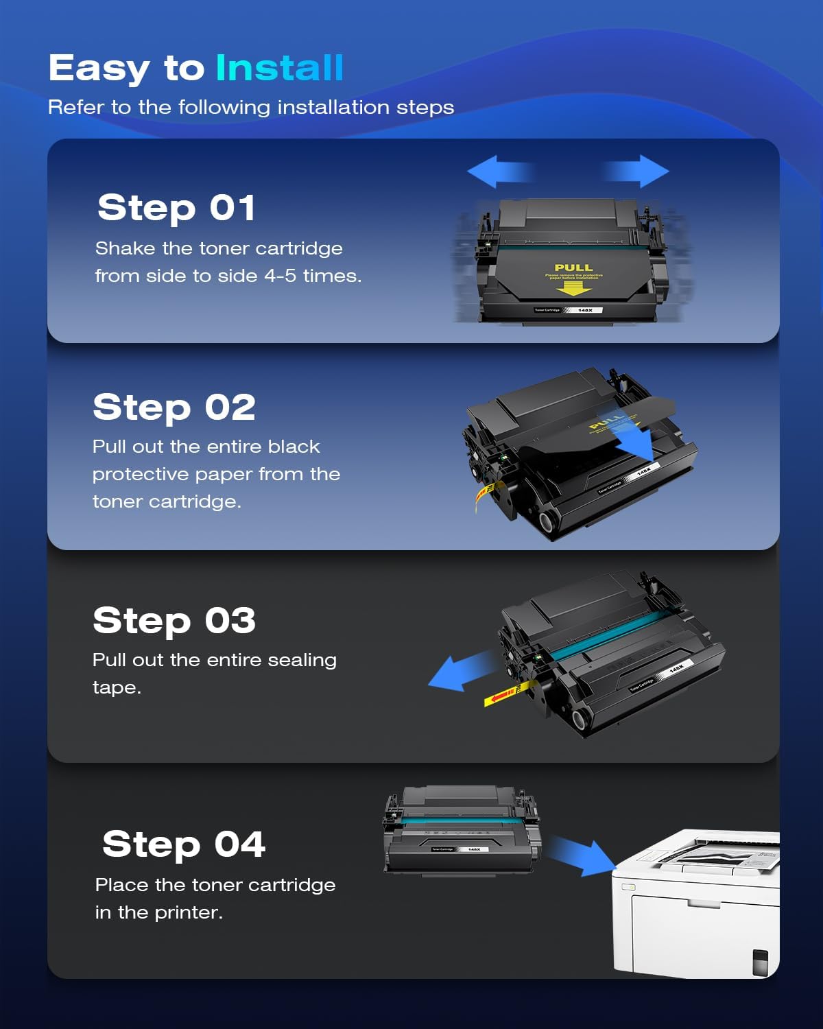 148X Cartouche de toner de rechange pour imprimante 148A W1480A W1480X compatible avec imprimante MFP 4101fdw 4101fdn 4001dw 4001dn 4001n Noir avec puce