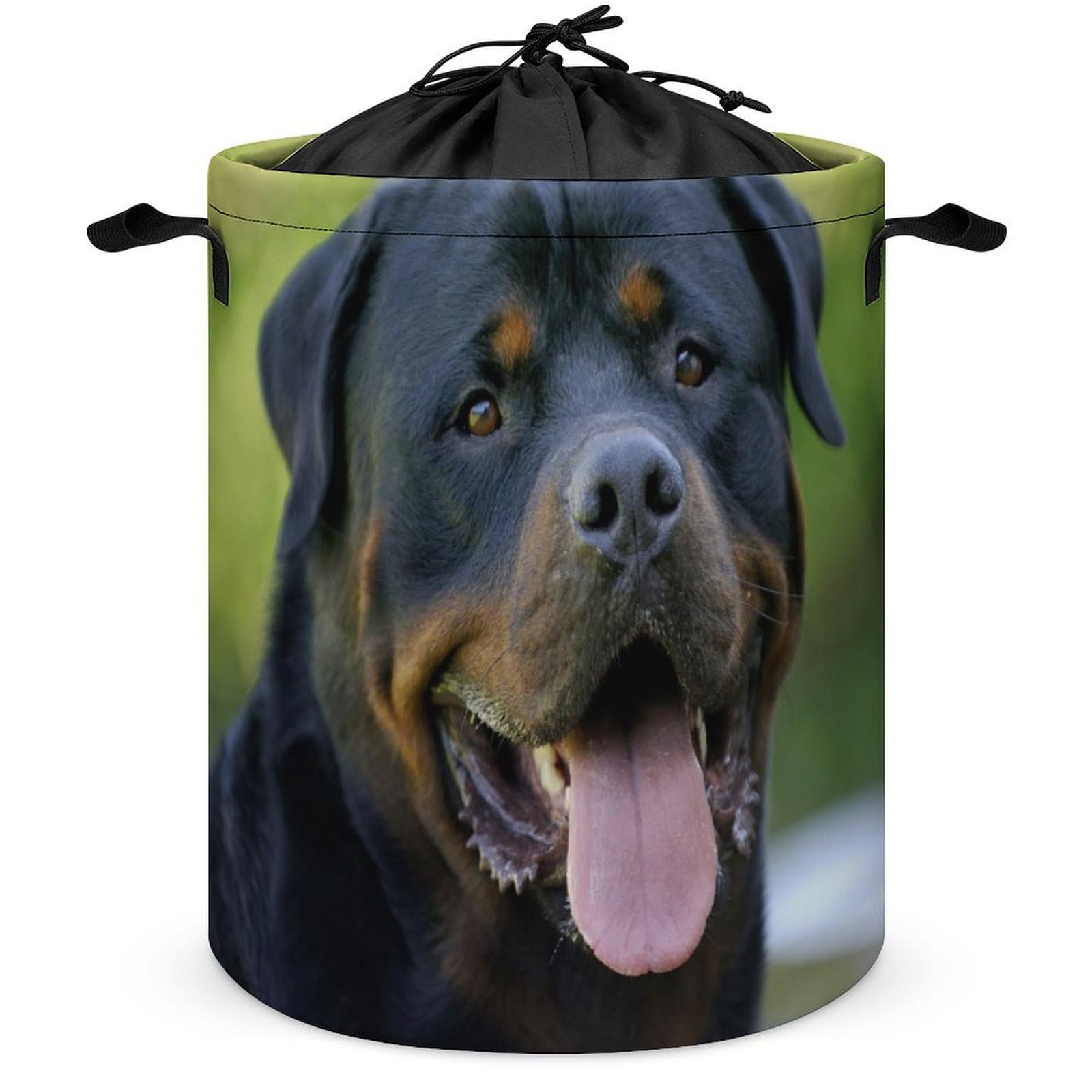 Qjjinxior Drawstring Laundry Hamper, Rottweiler Laundry Basket, Washing Basket with Handle