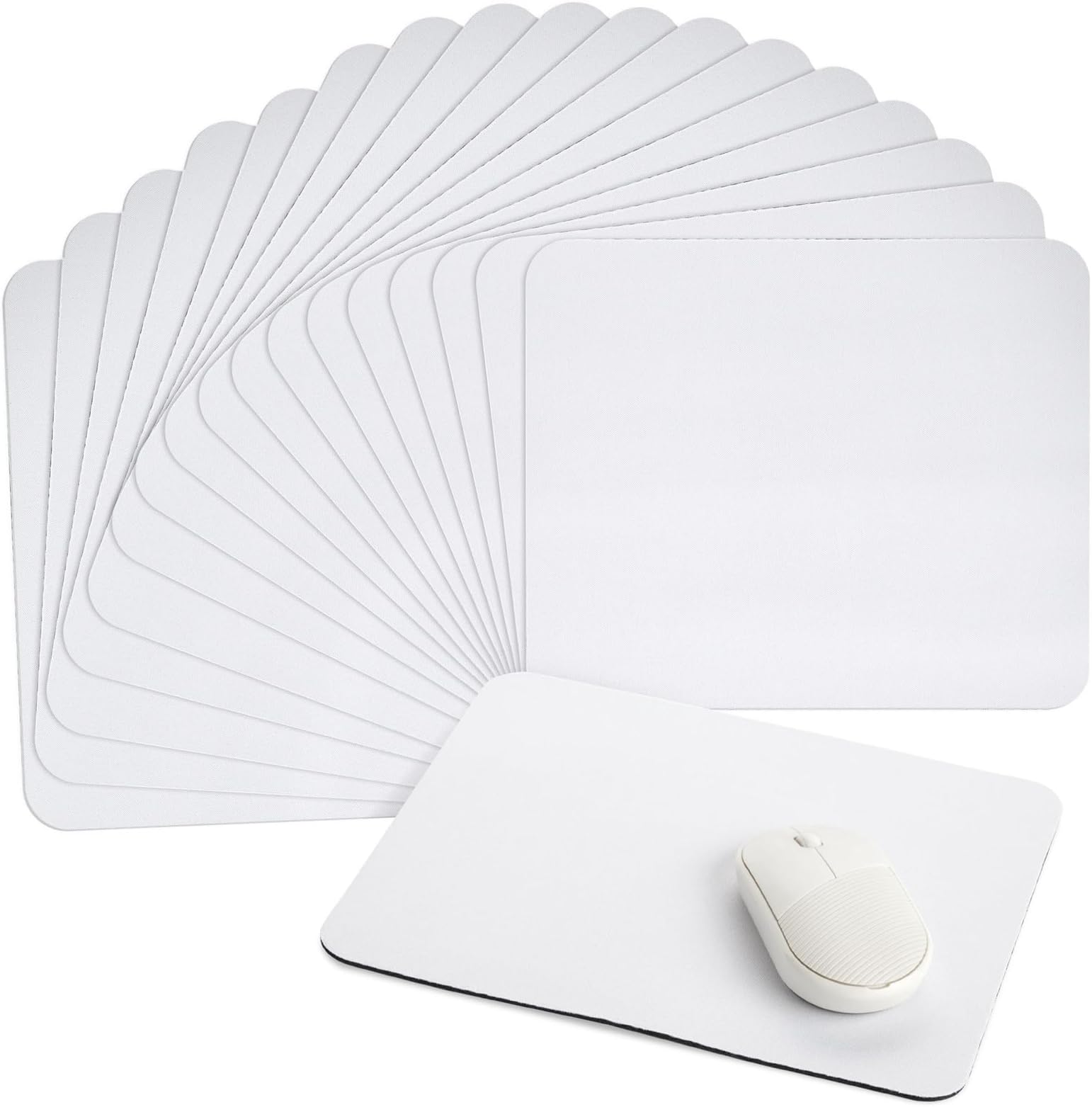 Bright Creations 18 Pack Sublimation Mouse Pad Blanks, White Rectangular Mousepad