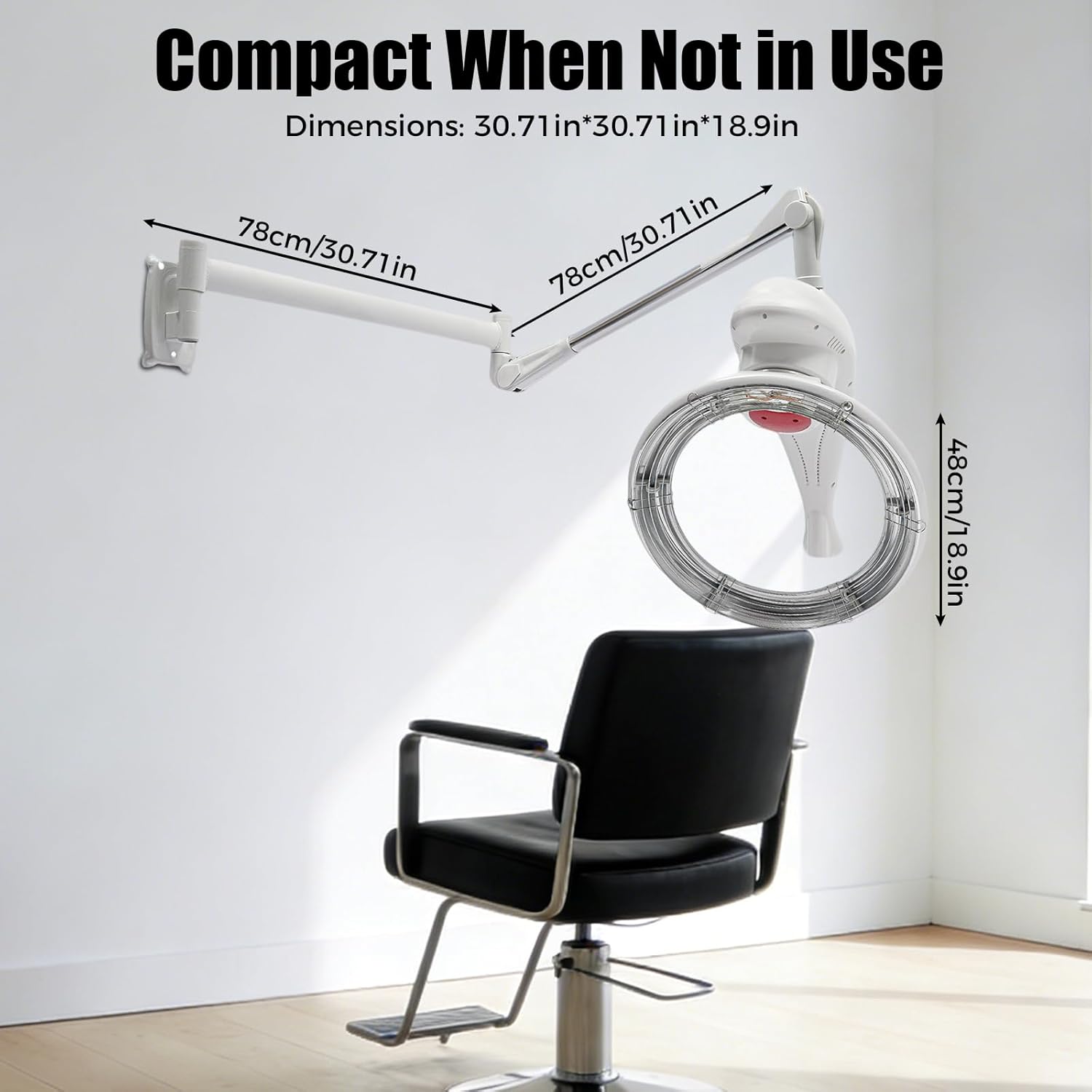 950W Wall Mount Hair Treatment Machine,Orbiting Rotating Hair Processor for Salon Home Use,Time Adjustable,Professional Hair Care for Spa Family (White)