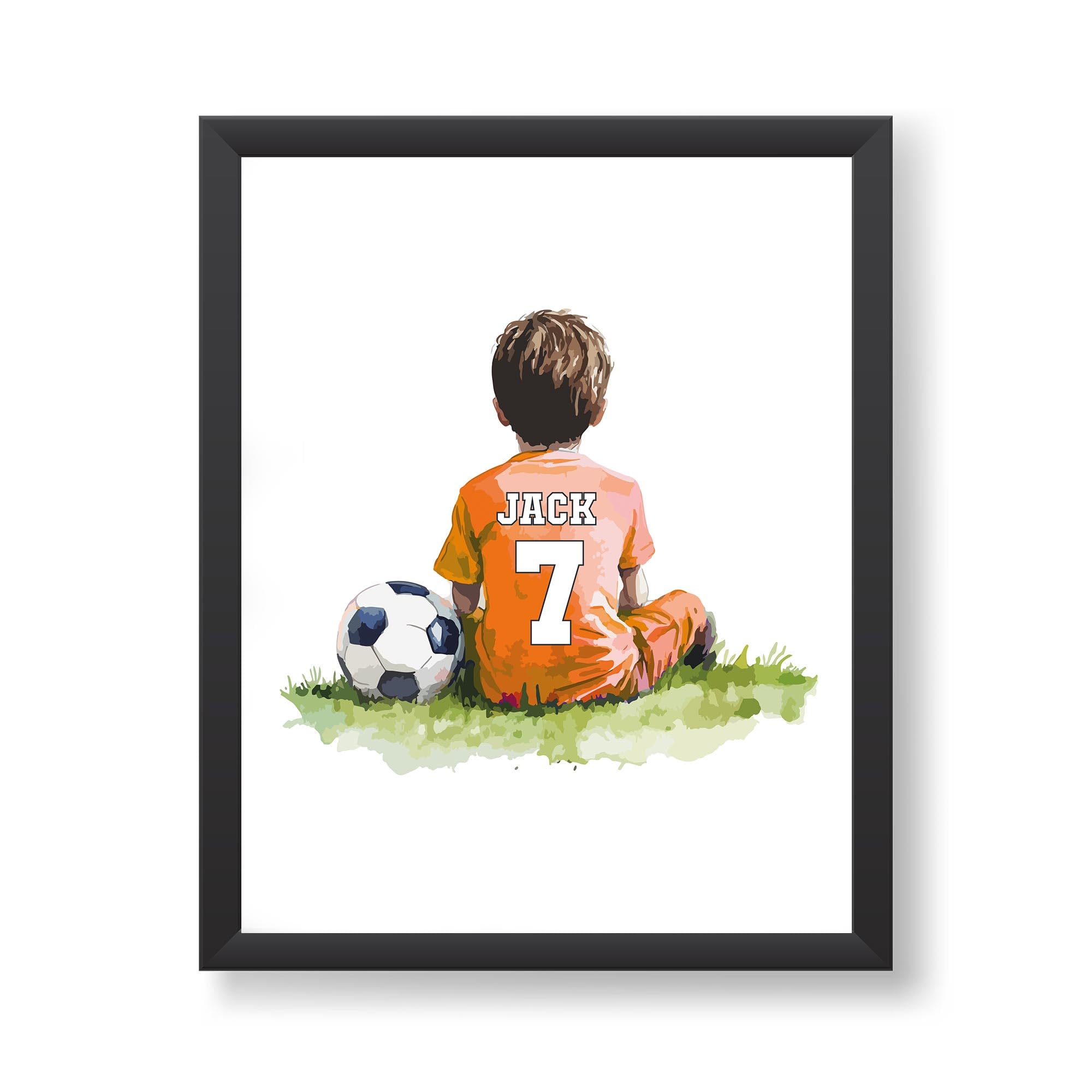 Personalised Football Picture, Personalised Football Wall Art Print, Boys Football Gifts, Football Posters for Boys Bedrooms, Football Posters, Football Decor (Orange, 1 A4 Print Only (no frame))