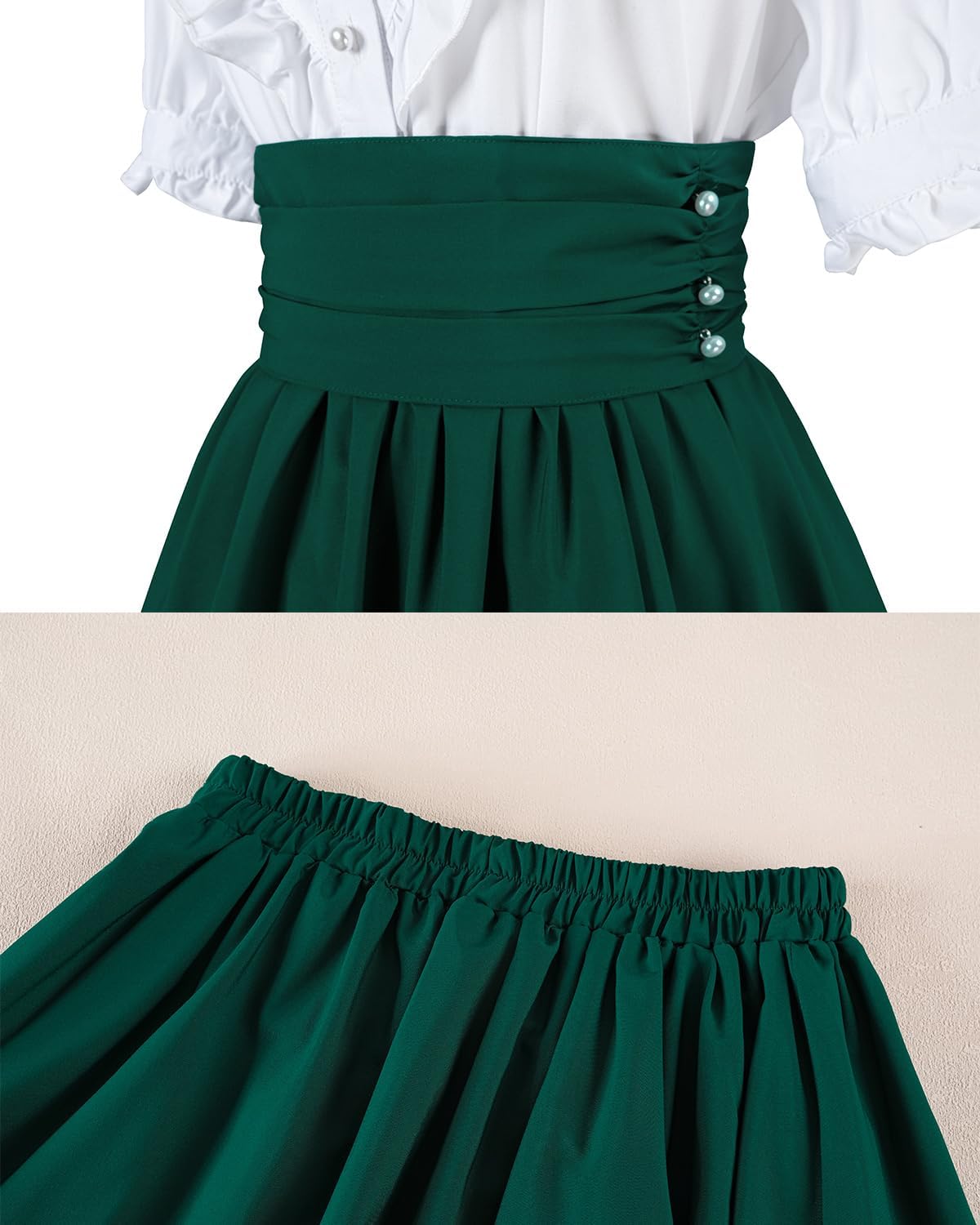 FCCAM Victorian Dress for Women Short Sleeve 1800s Edwardian Dress Ball Gown Renaissance Costume - Image 5