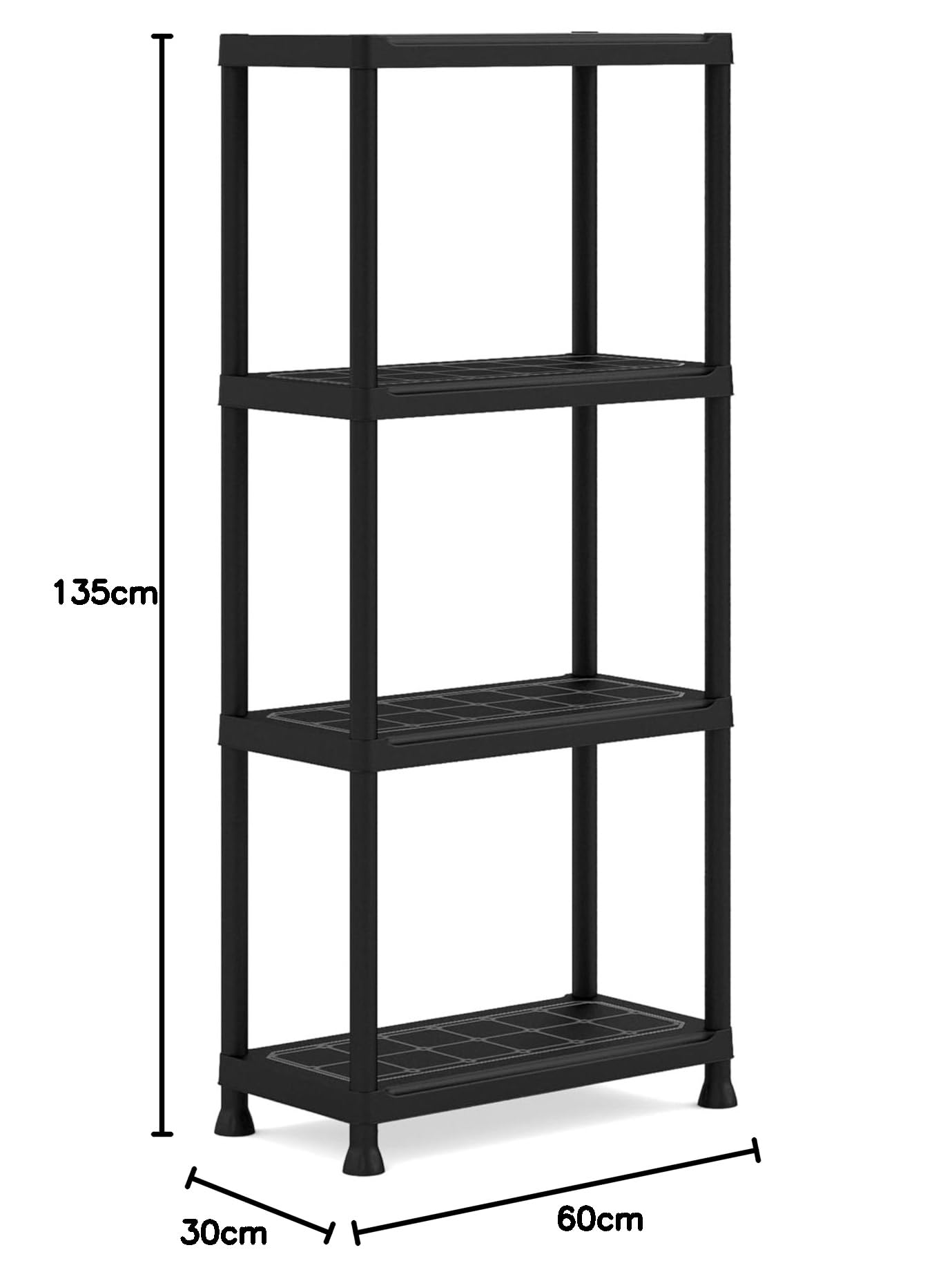 Keter Lot de 2 étagères 60/4, Noir, 4 étagères, Charge maximale 20 kg chacun, 60 x 30 x 135 H cm