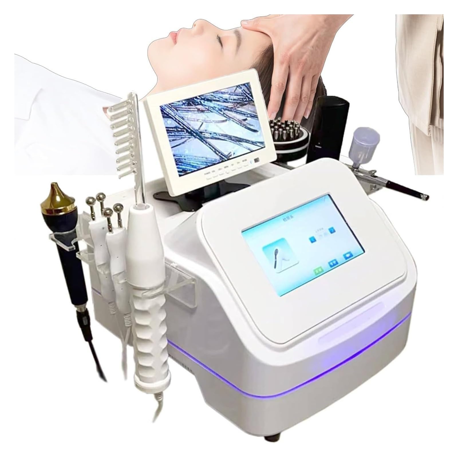 448K Tecar-Therapie-Diathermiegerät 7-in-1-Haar-/Kopfhaut-Analysegerät, Haarfollikel-Erkennung, mit hoher Frequenz für die Haarpflegemaschine, Kopfhaut-Analysegerät, Haarpflege-Massage