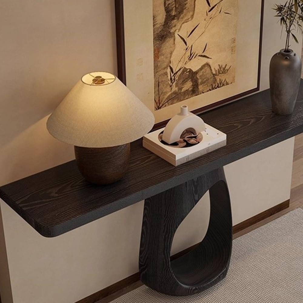Tavola d'altare Cinese Consolle in Legno Tavolo da Ingresso Nero carbonizzato(M)