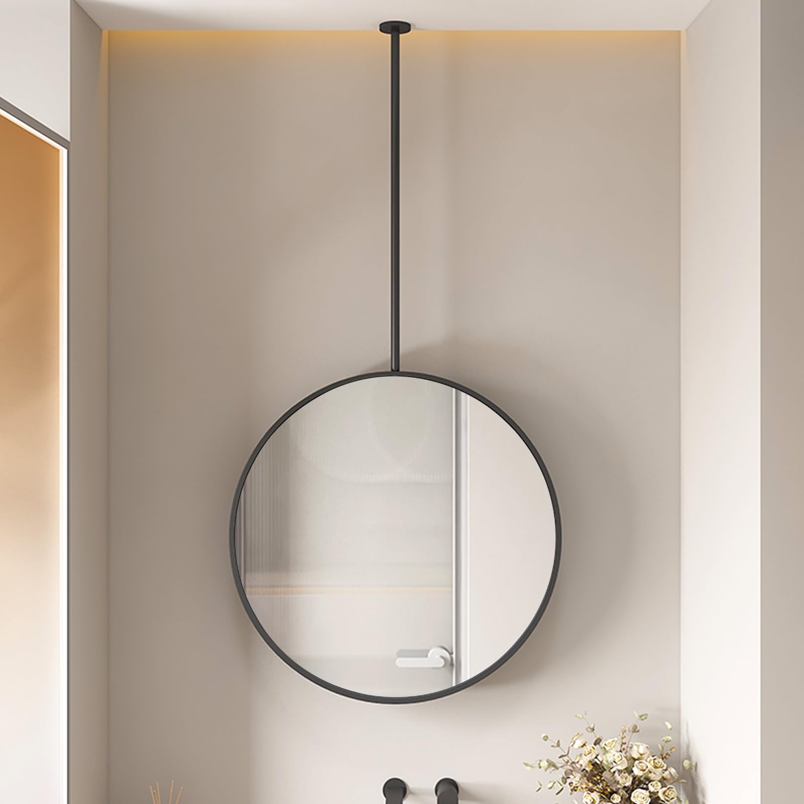 Miroir décoratif suspendu en métal noir de qualité supérieure pour maison et hôtel