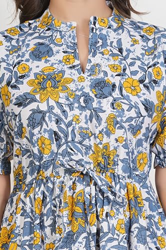 Image of Kuruti B Sheets Women's Cotton Floral Printed Regular Fit Anarkali Kurta for Women