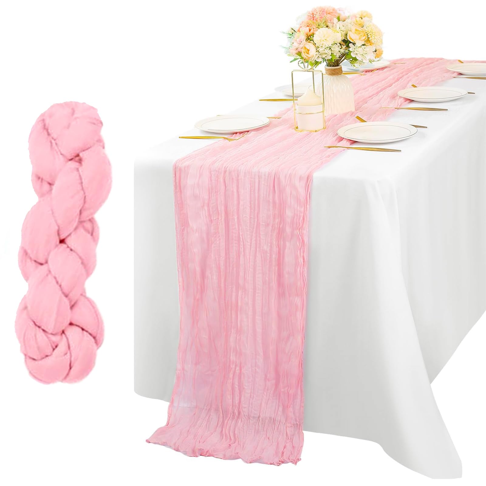 Chemin Table Mousseline Réutilisable Beige Sable | Chemin de Table