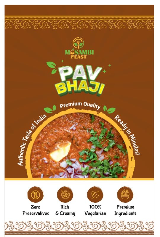 Image of MOSAMBI FEAST Ready-to-Eat Pav Bhaji | 100% Natural Zero Preservatives | Rich Creamy Authentic Indian Street Food | Premium Vegetarian Ingredients