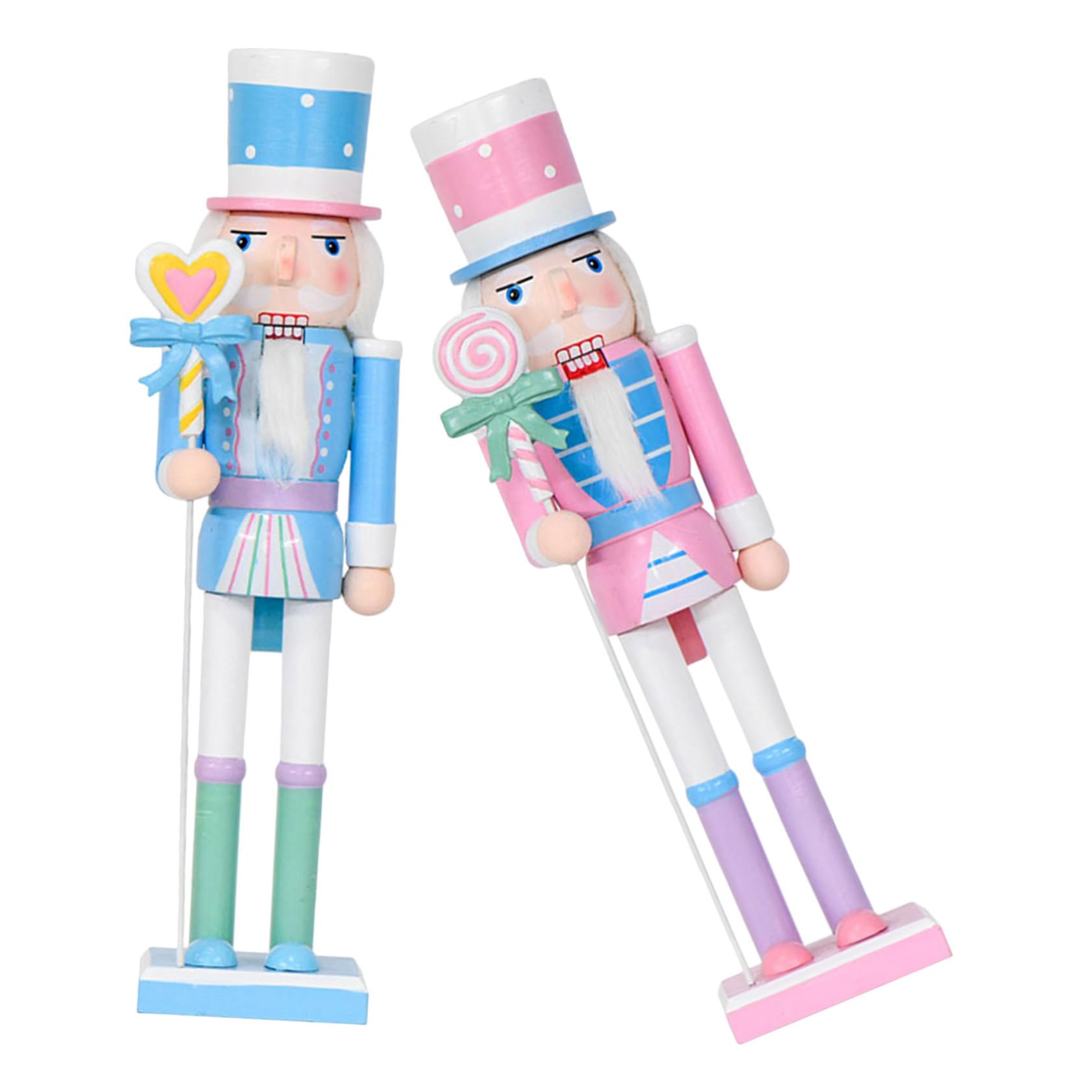 VALICLUD 2 Szt. Pastelowych Drewnianych Figur Żołnierzyków Orzechowych Stylu Cukierkowym Dekoracje Stołowe i Ozdoby Imprezę Świąteczną Uniwersalne Ozdoby Boże Narodzenie Kominek i Półkę