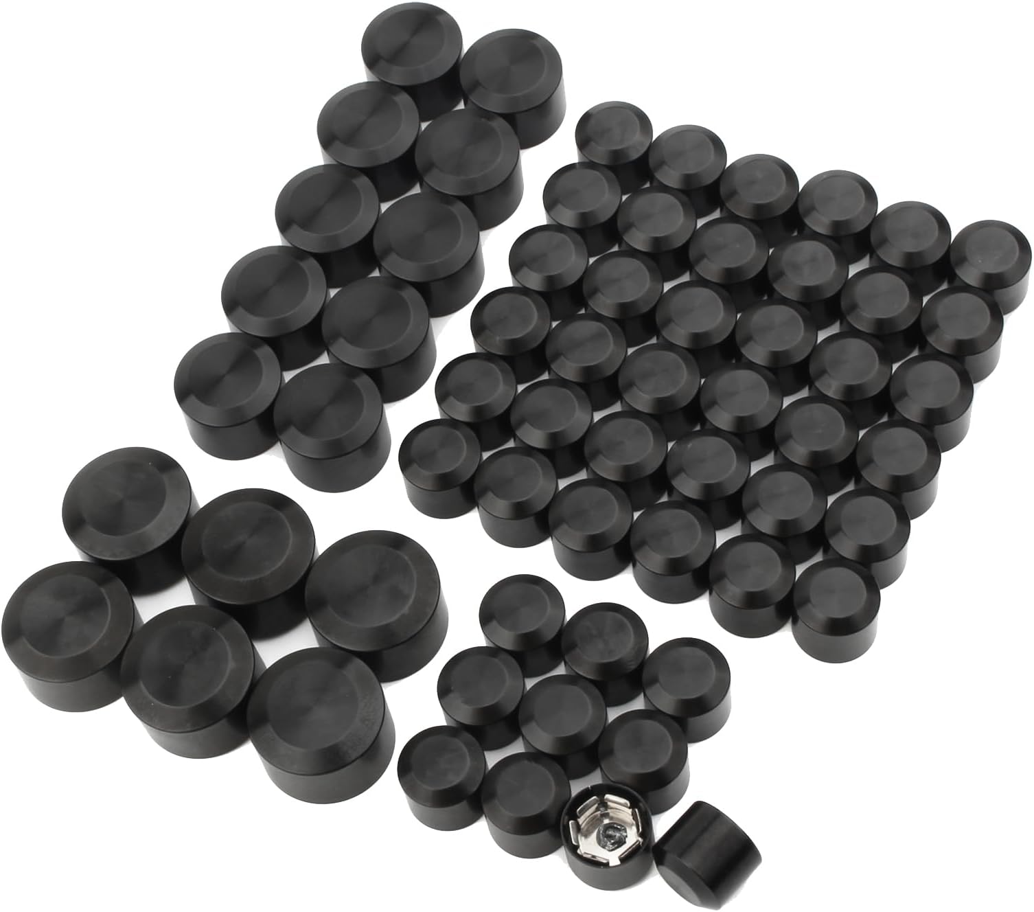 Covers Engine Kit Motor Primary Bolts Head Caps Aluminum for Touring Road King Street Glide 2017-2020 Softail Twin Cam (Pack of 62), Bolt Covers Topper Caps, Flat Black