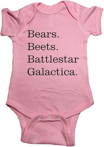 The Office Baby One Piece Bears Beets Battlestar Galactica Body, Rosado