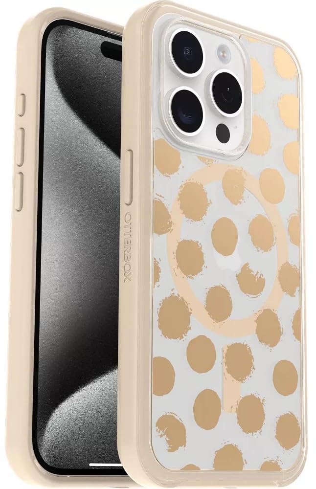 otterbox iphone 15 pro (only) symmetry series+ case - clear/brown, snaps to magsafe, ultra-sleek, raised edges protect camera & screen - non-retail packaging