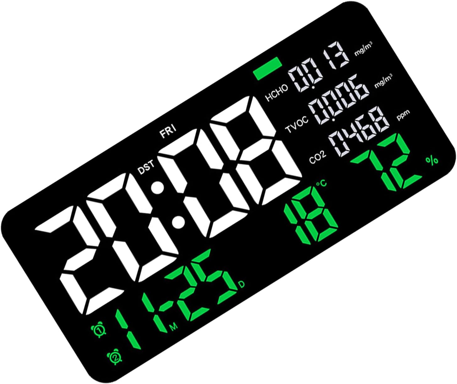 Functional Air Wall Clock with Formaldehyde Detection, Temperature and Humiditys Display for Home Health