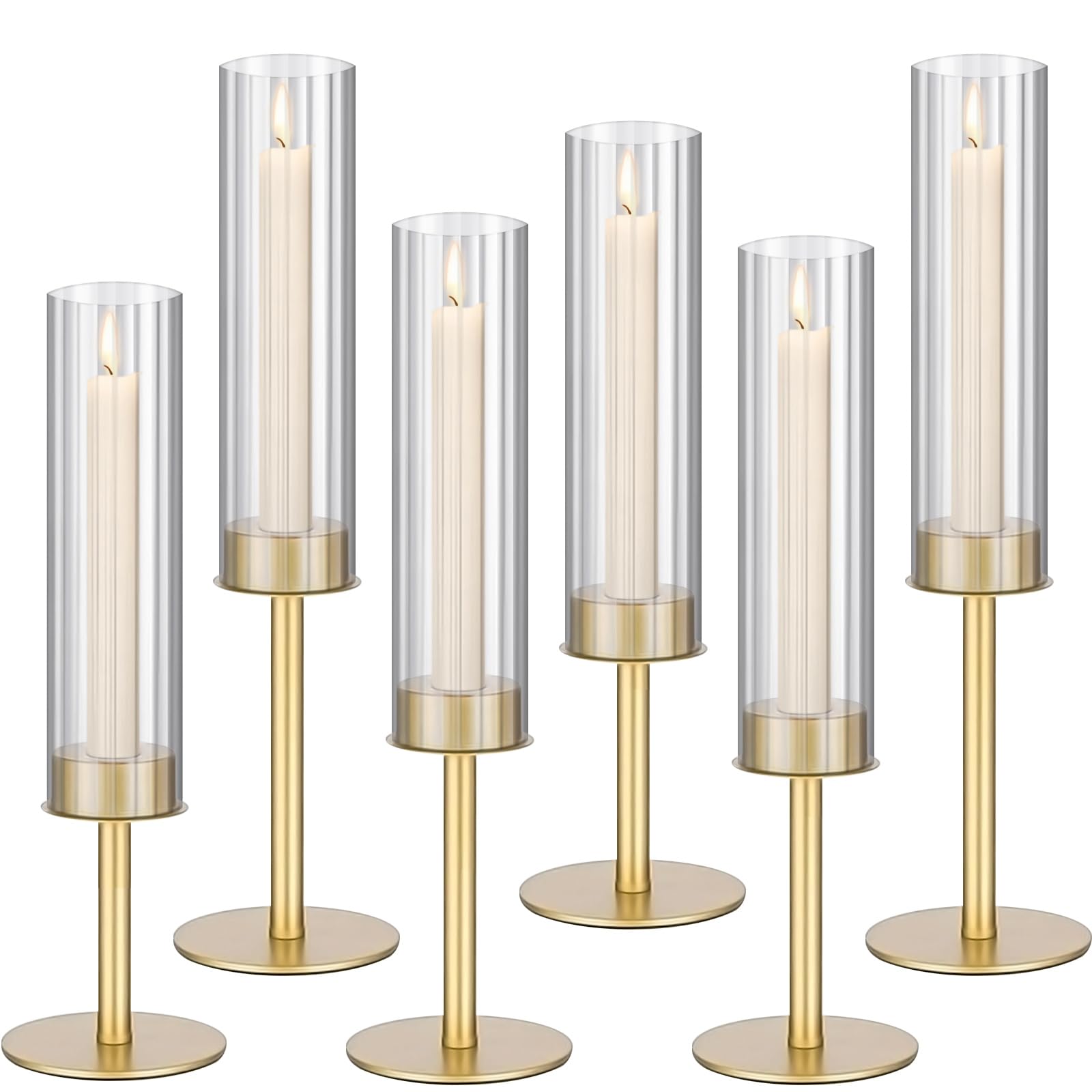 Gold Hurricane Candle Holders - Set of 6 -1