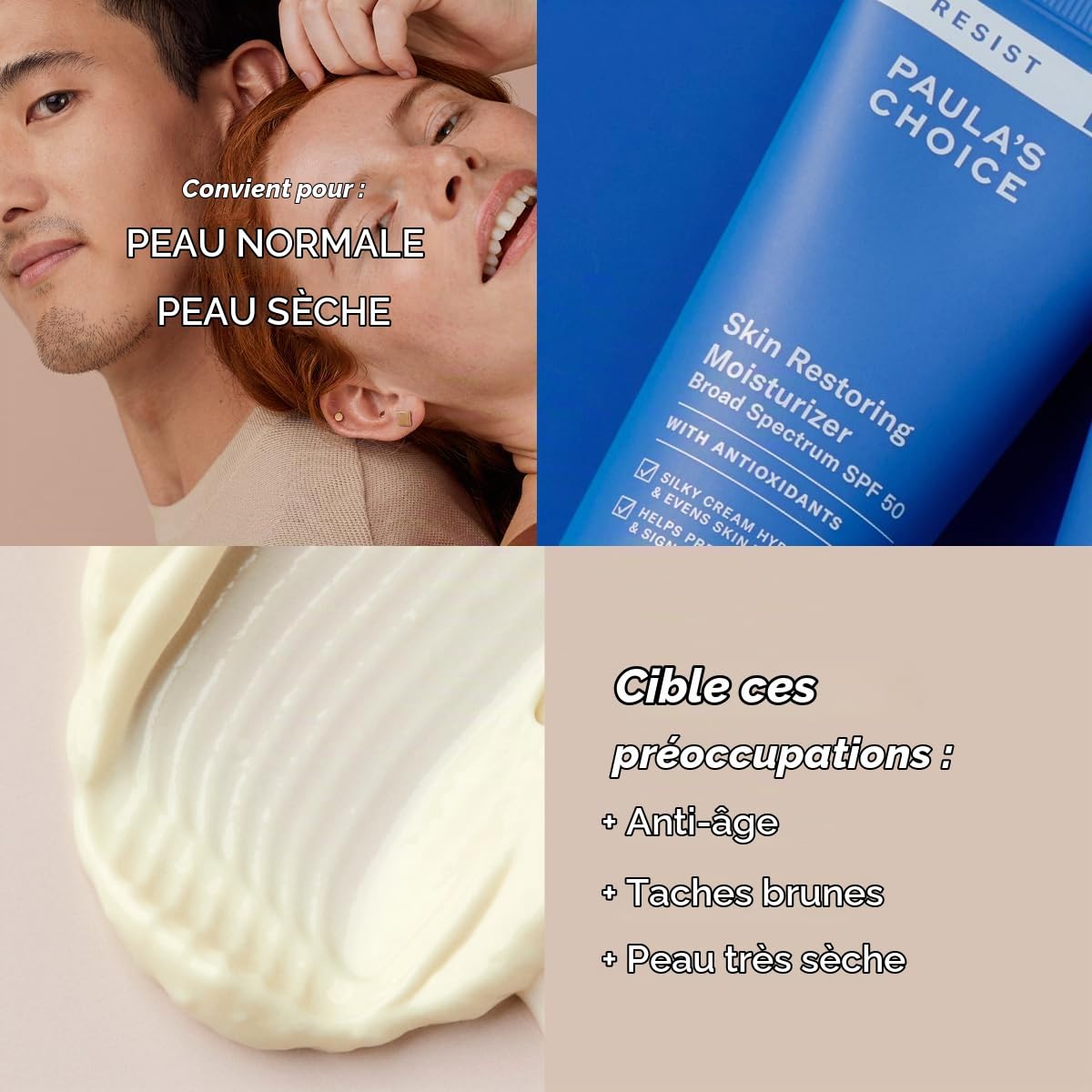 Paula's Choice Hydratant SPF 50, Hydrate & Protège, Peau Rrès Sèche, 60 ml | Crème Solaire Visage Hydratante et Anti-Âge - Pour Peau Sèche - avec Beurre de Karité & Vitamin B3 - Réduit les Taches Brunes