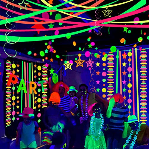 1200Feet Glow In The Dark Neon Paper Streamers Blacklight Party Neon Streamer Decorations 12 Rolls Glow Crepe Paper Uv Reactive Fluorescent Neon Fiesta Glow Party #TOP3