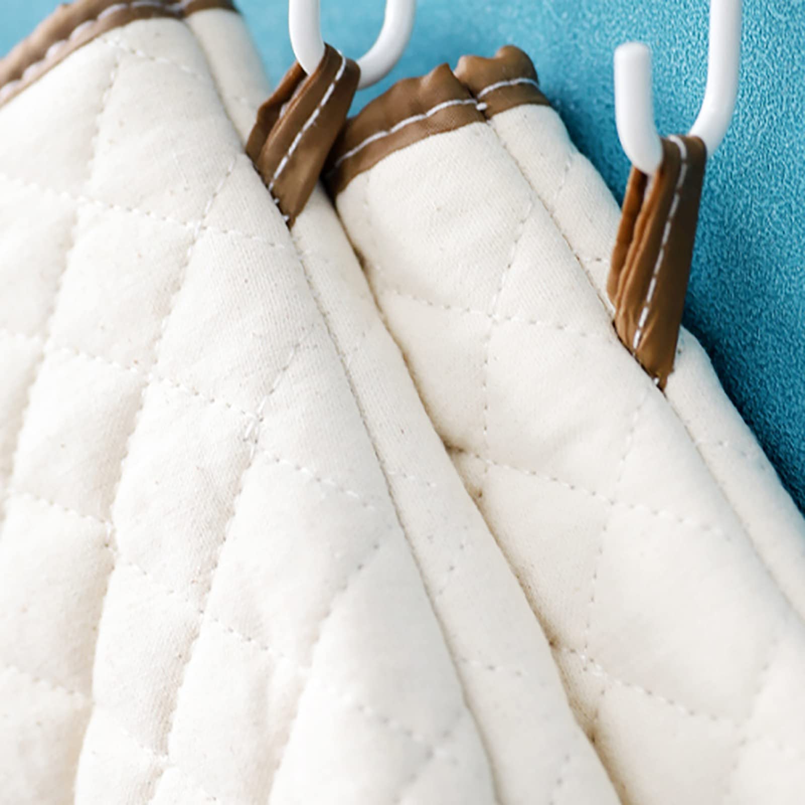 1 par de guantes de horno para hornear, guantes resistentes al calor, soportes para ollas con lazo para colgar, parrilla, barbacoa, cocina, blanco, S