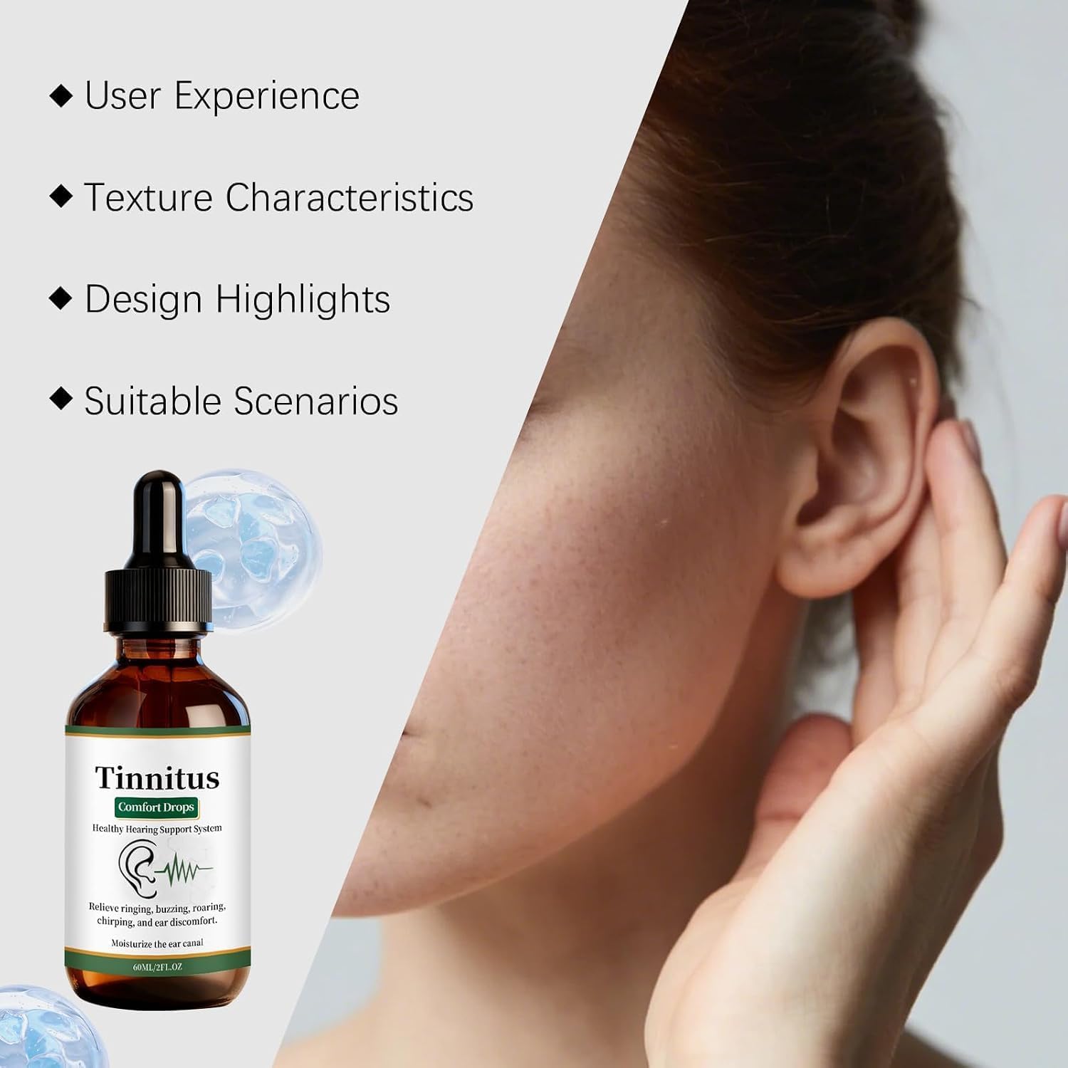 Tinnitus Relief Drops | Herbal Ear Oil for Ringing, Buzzing & Ear Discomfort | Natural Ear Care Formula for Sound Clarity & Hearing Support | 60ml | Pack of 1 — Amazon image 6