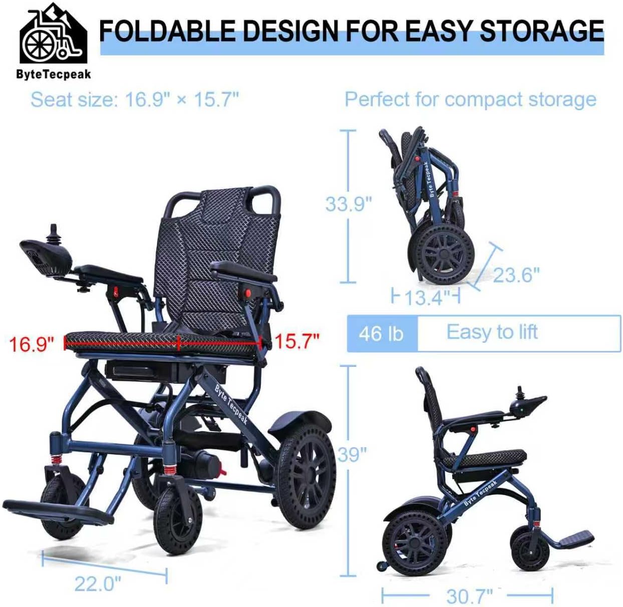 Close-up of anti-roll wheels on ByteTecpeak D04 electric wheelchair