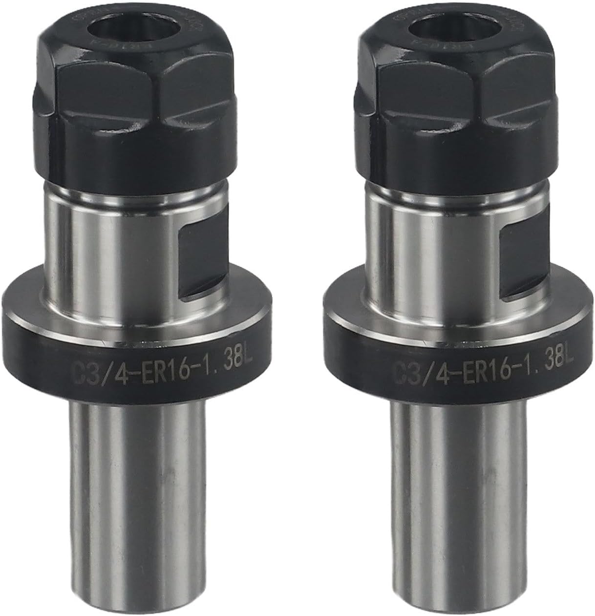 2Pcs CNC ER16 Collet Chuck Tool Holder For TTS With 3/4" Straight Shank, Gauge Length 1.38 In, High Precision Runout 0.0003", Includes Collet Nut