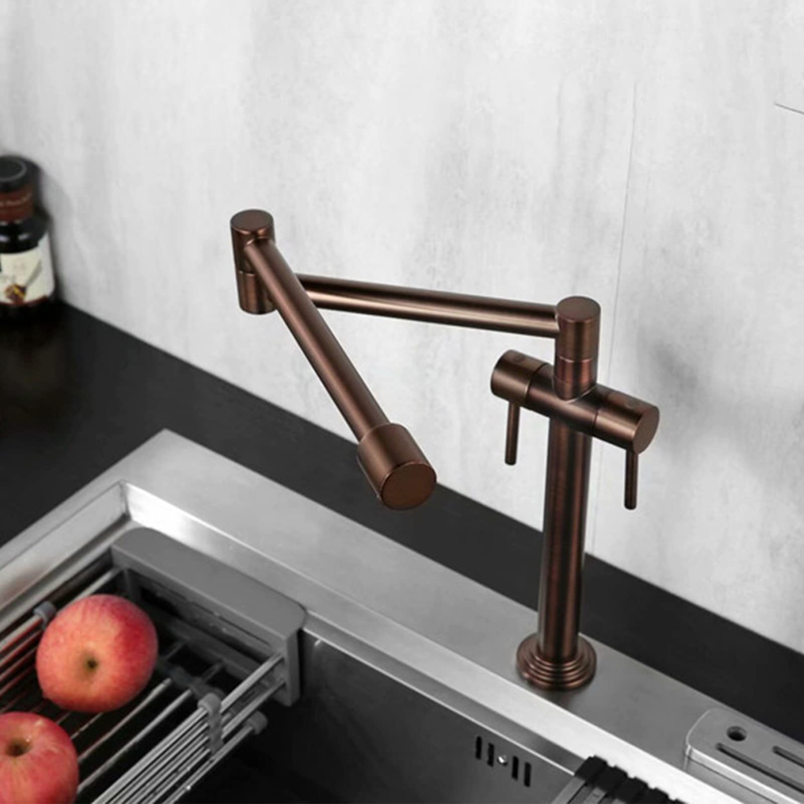 Rubinetto Da Cucina Con Beccuccio Estensibile - Ottone Cromato, Miscelatore Foro Singolo, Girevole 360° - Foto 3