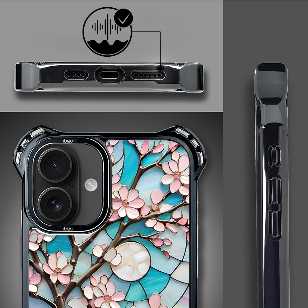 Etui do iPhone 16 IBIZU DropGuard Ultra kompatybilne z MagSafe, Barwy Szkła, Księżycowa Wiśnia