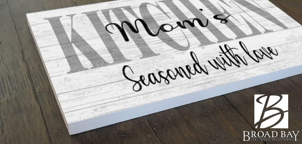 Personalized Kitchen Sign – Custom “Seasoned with Love” Solid Wood Wall Decor – Rustic Farmhouse Kitchen Art with Name – Unique Gift for Moms, Grandmas, or Cooks