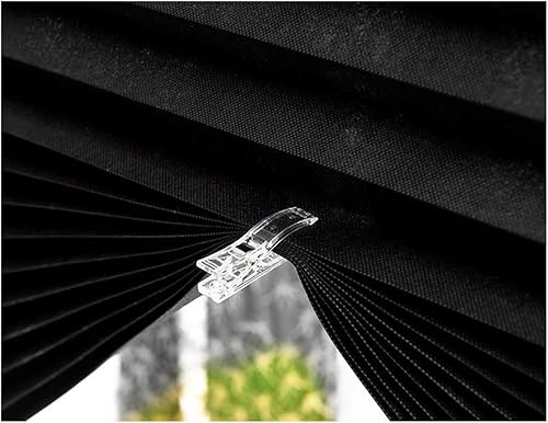 Miniatura 8 de Paquete de 2 persianas temporales para ventana, persianas plisadas autoadhesivas sin cordón, persianas de tela para oscurecer la habitación,