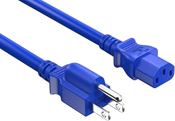 Cable Leader 4ft 14AWG Computer Power Cord, NEMA 5-15P to IEC C13 AC Power Cable, Heavy Duty 3-Prong Replacement Power Cord for PC, Monitor, Printer, Server & TV - Blue