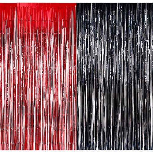 Casino Party Decorations Las Vegas Party Decorations Poker Party Decorations Lumberjack Party Decoration New Years Eve Party Decor Graduation Party Decor Black Red Foil Curtains Backdrop by HappyField